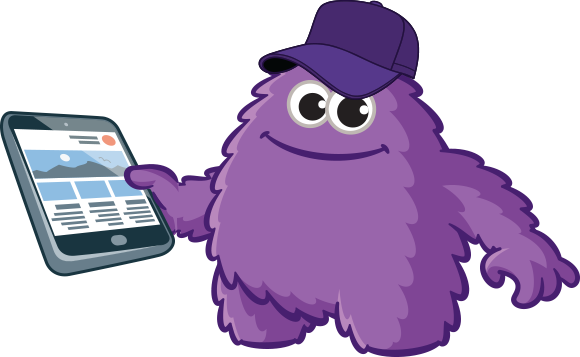 Monster with hat and tablet